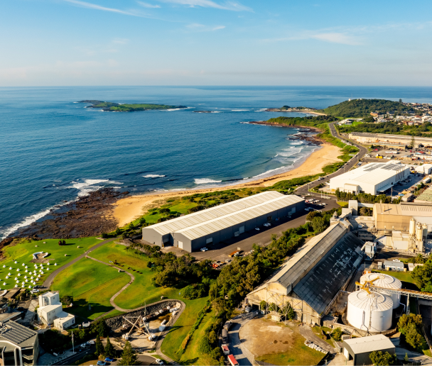 image of beach and warehouse